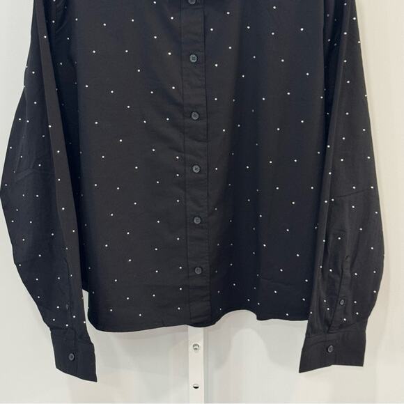 NWT J. Crew 3X Rhinestone modern button-down Black Cotton Lightweight CE968 - Picture 5 of 12